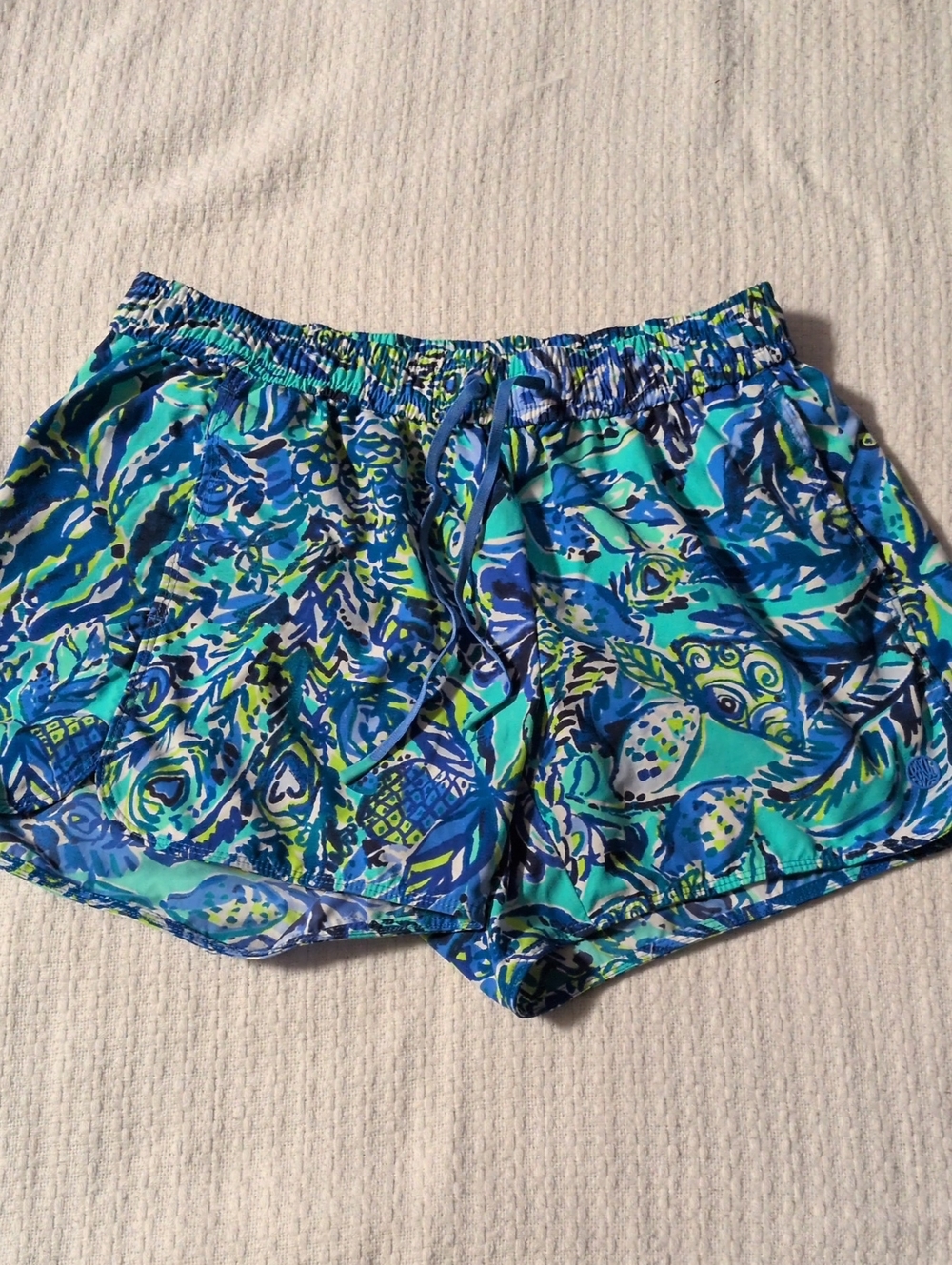 Lilly Pulitzer Blue and Green Printed Athletic Shorts